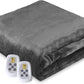 Superjoe Electric Blanket King Size 100" x 90" Heated Blanket, Dual Controllers 10 Heat Settings Auto-off Timer, Grey