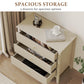 May in Color Large Fluted 3 Drawer Dresser, Wide Modern Nightstand Cabinet for Bedroom, Living Room, Entryway, Beige