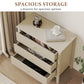 Mayincolor Large Fluted 3 Drawer Dresser, Wide Chest of Drawers with Modern Nightstand Cabinet Wood Dresser with Spacious Storage for Bedroom, Hallway, Living Room, Entryway, Beige