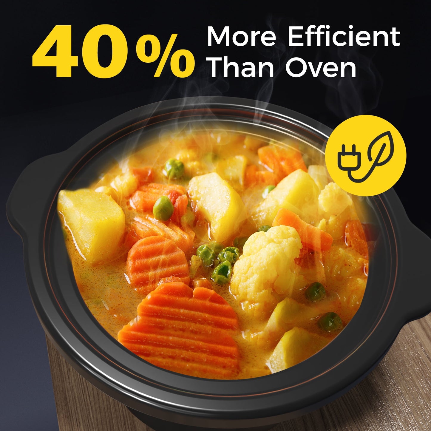 Sunvivi Double Slow Cooker Mini Buffet Server - Dual 2.5QT Pots, Stainless Steel, Black