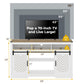May in Color Farmhouse TV Stand, 34 Inch Tall, for 65+ Inch TV, Sliding Bar Door, Wood-Tone White