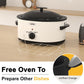 Superjoe 8-Quart Roaster Oven with Self-Basting Lid Lid, Electric Turkey Roaster Oven with Removable Pan and Rack, Stainless Steel, White