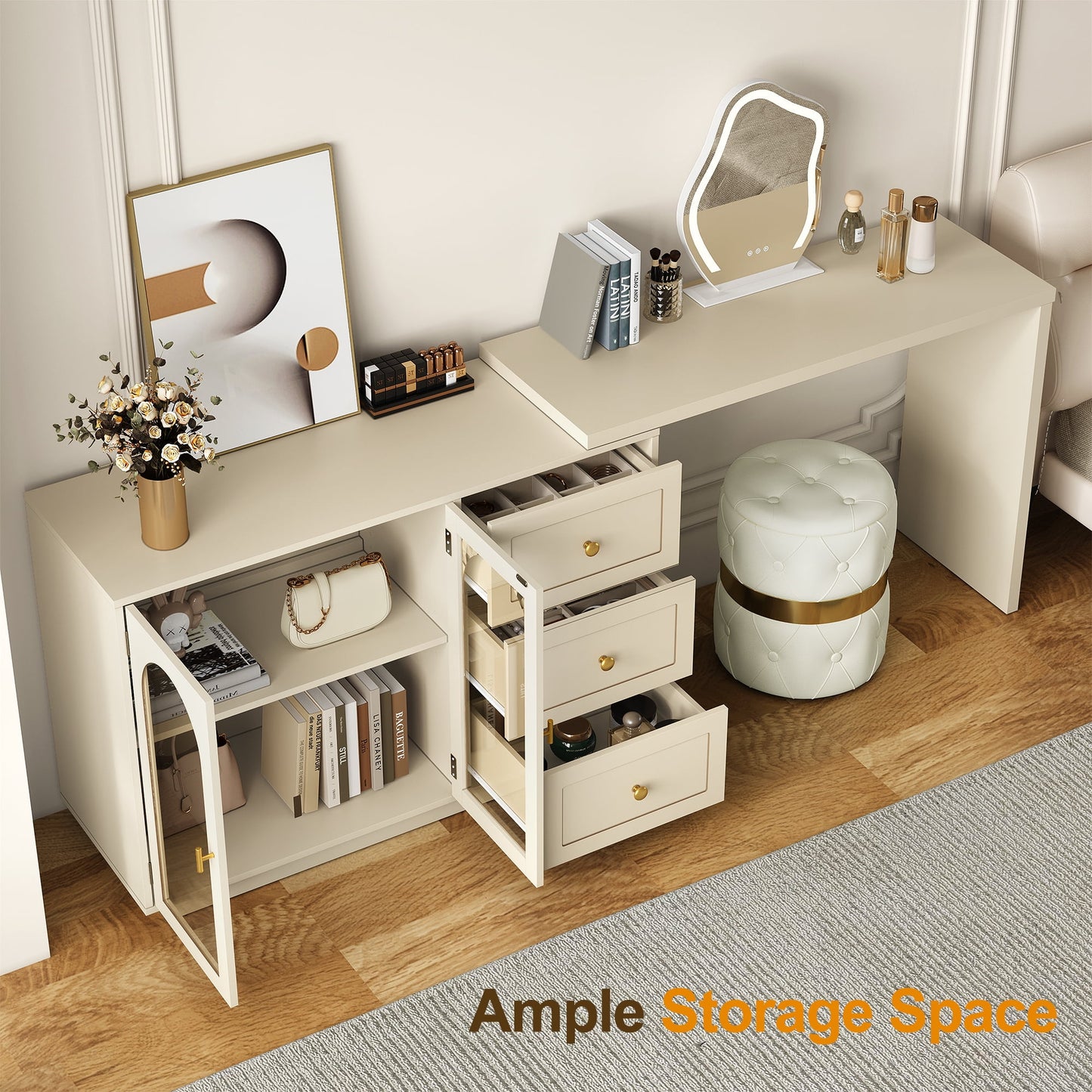 May in Color Modern Dressing Table and Chest of Drawers Combo, 3 Drawers & 2 Doors, Perfect for Bedroom, Dressing Room