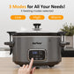 Heynemo Programmable 4 Quart Slow Cooker with Timer, Stainless Steel Pot with Locking Lid, 3 Temperature Modes & Ceramic Bowl, Silver