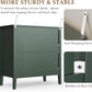 Mayincolor Fluted 3-Drawer Dresser Set of 2, Green Wood Chest for Bedroom & Living Room