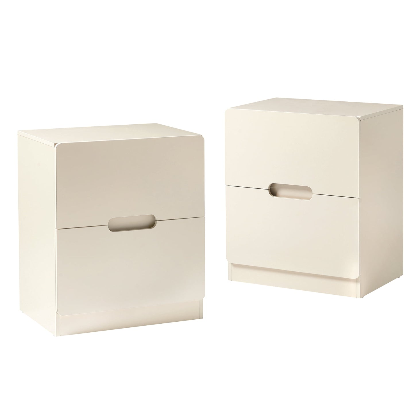 May in Color 2-Drawer Nightstand Set of 2, Handless Bedside Table for Bedroom, Living Room, Hallway, Beige