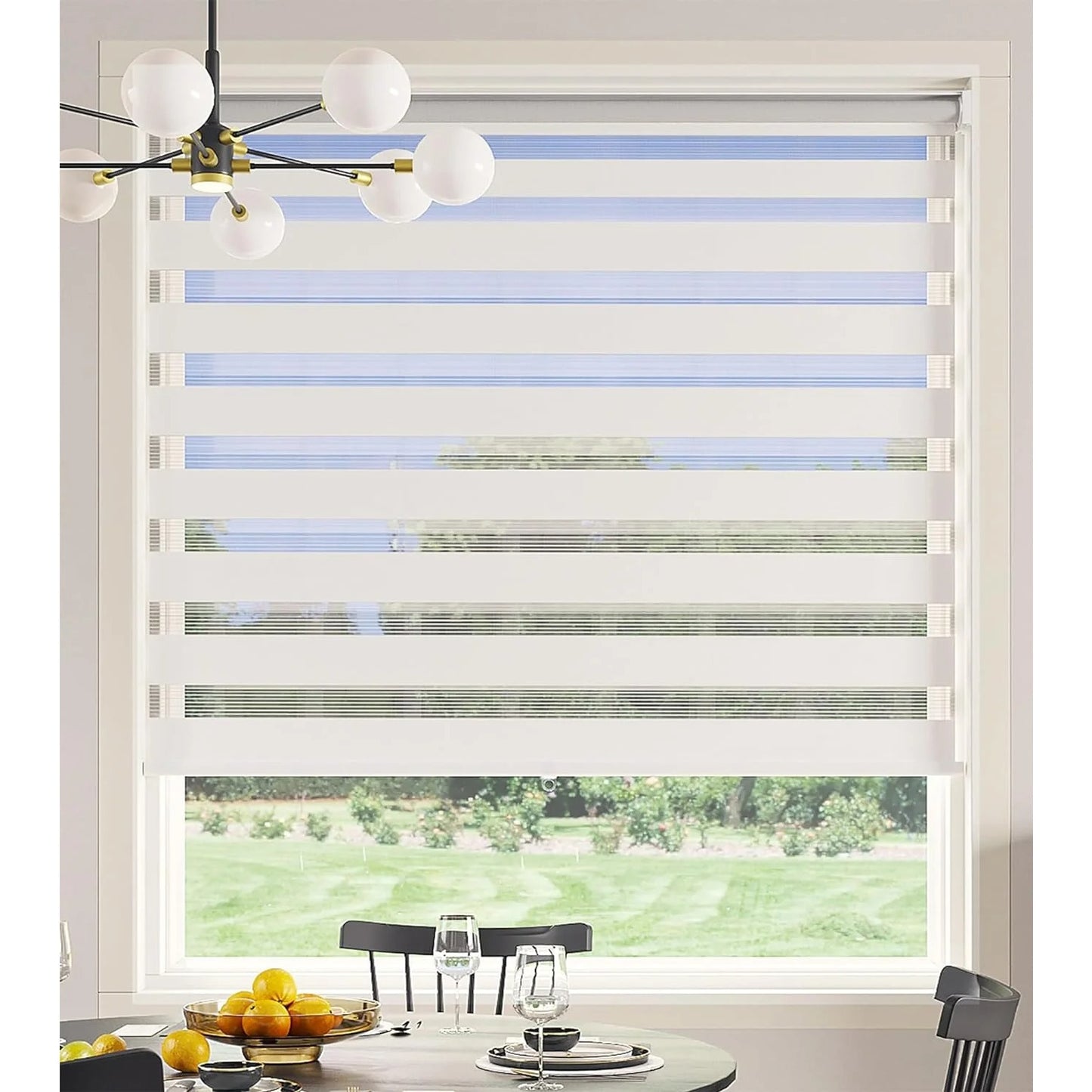 CozyHom Cordless Zebra Blinds for Windows, Living Room Roller Shades Blinds for Windows, Dual Layer Sheer or Privacy Light Control, Day and Night Window Shades for Home, Office