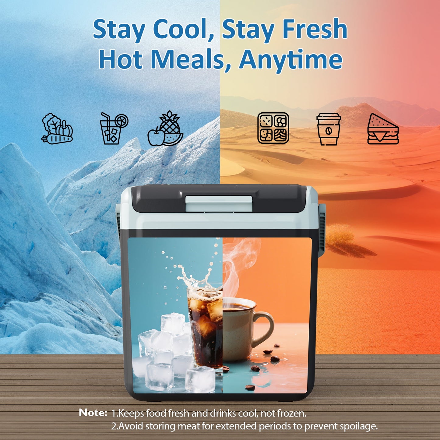 Sunvivi 25QT Portable Electric Cooler & Warmer with Handle ¨C Mini Fridge for Car, Road Trips, Camping, Home, and Office, Black