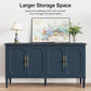 Superjoe Console Cabinet, 58'' Mid Century Modern Pantry Cabinet, Wood Buffet Cabinet, Media Cabinet with 4 Doors, Accent Cabinet for Entryway, Living Room, Bedroom, Dining Room (Blue)