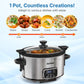 Sunvivi 4QT Programmable Slow Cooker with Locking Lid, Removable Ceramic Pot, 3 Heating Settings & Timer, Stainless Steel, Silver