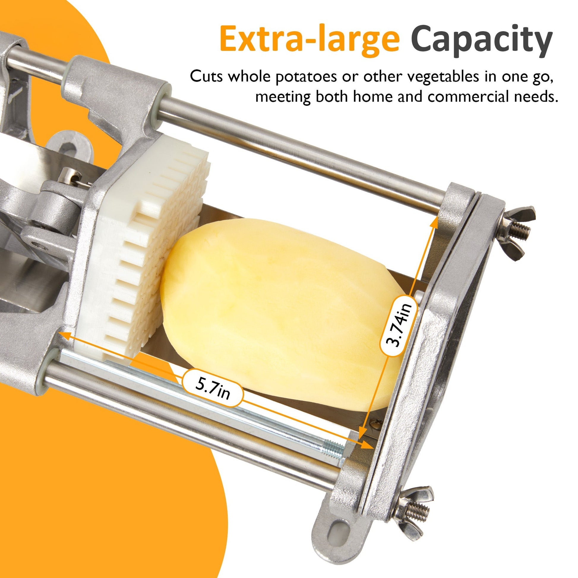 French Fry Cutter with 1/2 Inch and 3/8 Inch Blades 6-wedge Slicer Stainless Steel