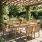 7-Piece Acacia Patio Table and Chairs Set for All-Weather, Outdoor Patio Dining Set with Umbrella Hole and Removable Cushion for 6, Durable Patio Table and Chairs Set for Garden, Heynemo