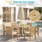 5-Piece Acacia Patio Table and Chairs Set for All-Weather, Outdoor Patio Dining Set with Umbrella Hole and Removable Cushion for 4, Durable Patio Table and Chairs Set for Garden£¬Heynemo