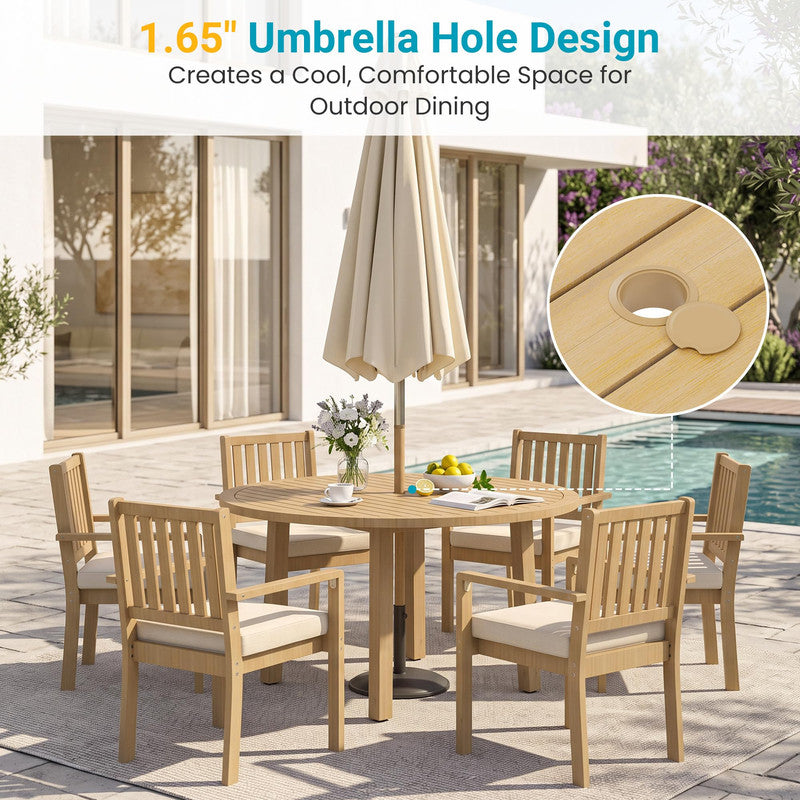 5-Piece Acacia Patio Table and Chairs Set for All-Weather, Outdoor Patio Dining Set with Umbrella Hole and Removable Cushion for 4, Durable Patio Table and Chairs Set for Garden£¬Heynemo
