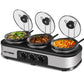 HEYNEMO Triple Slow Cooker Buffet Servers 3 x 1.5 QT and Food Warmer