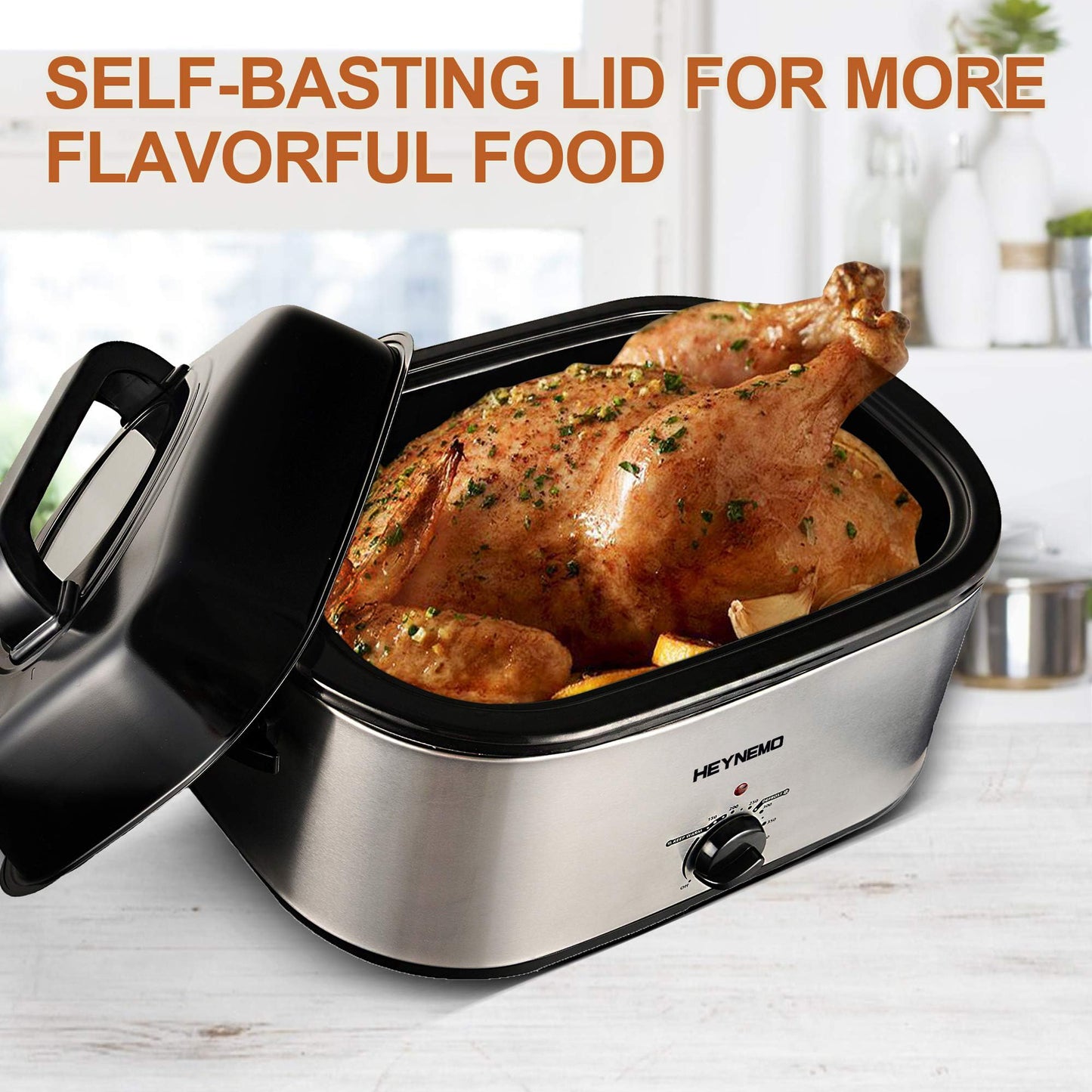 Roaster Oven 24 Quart, Electric Roaster Oven, Turkey Roaster Oven Electric with Self-Basting Lid