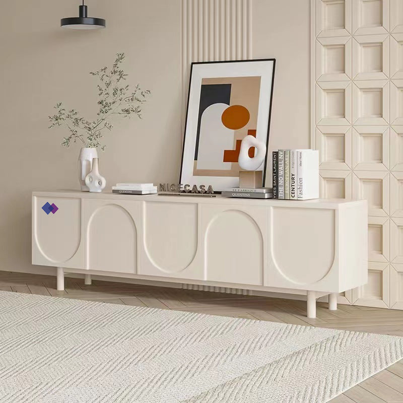 French Cream-style TV Cabinet - Wabi-Sabi-inspired, Modern and Minimalist, New White Design