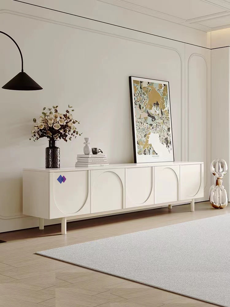 French Cream-style TV Cabinet - Wabi-Sabi-inspired, Modern and Minimalist, New White Design