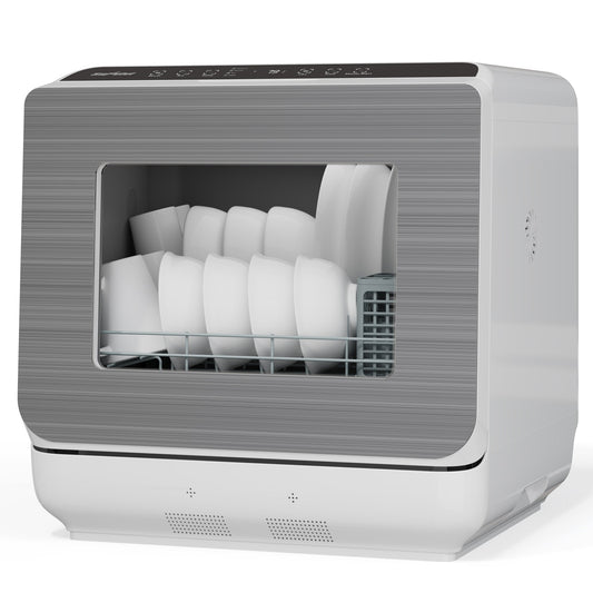 Heynemo Portable Countertop Dishwasher 18", 152oz Built-in Water Tank, 6 Wash Programs, Energy Star, Delay Start for Apartments & RV