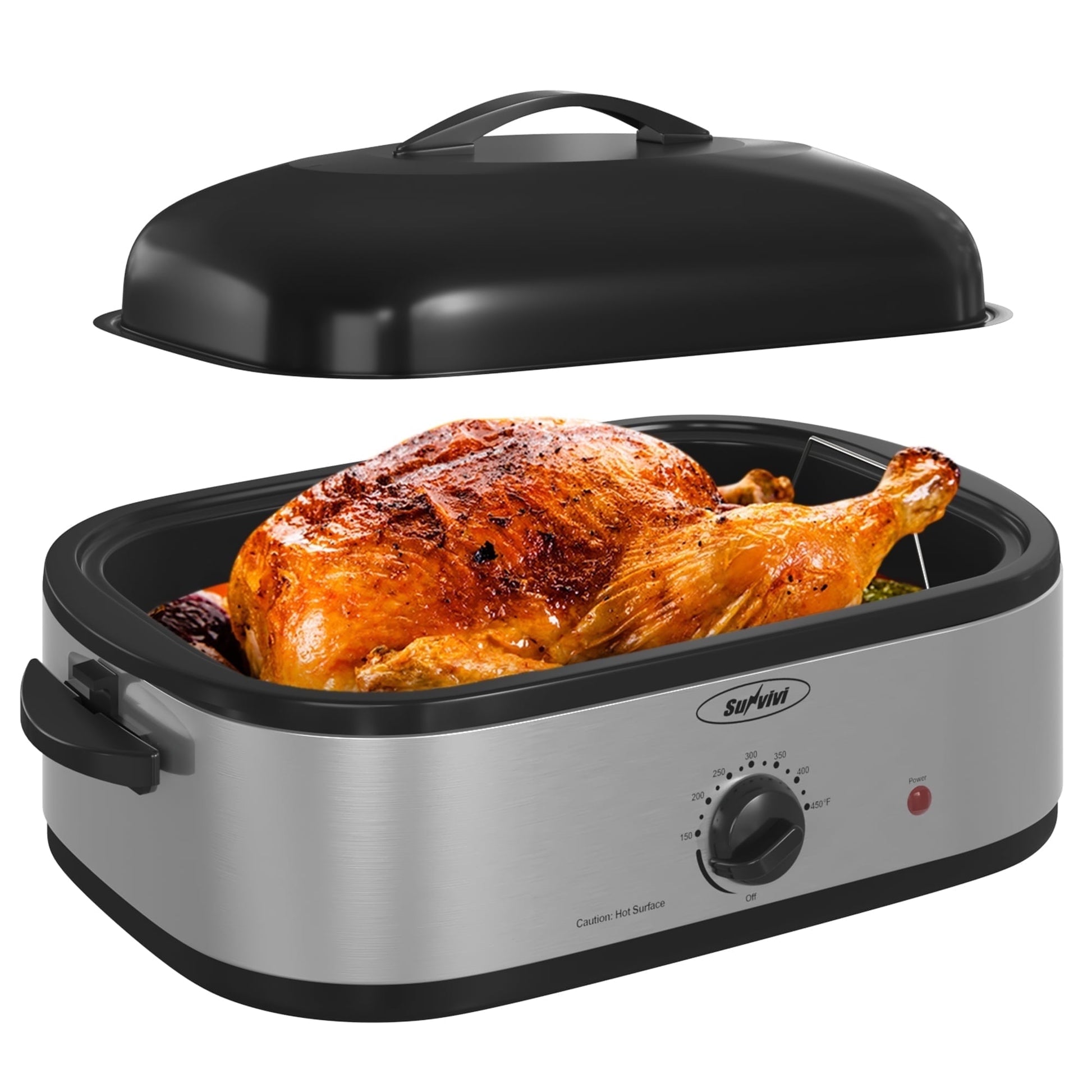 Sunvivi 14-Quart Electric Roaster Oven (without Pan) - Silver - Electric Rotisseries & Roasters