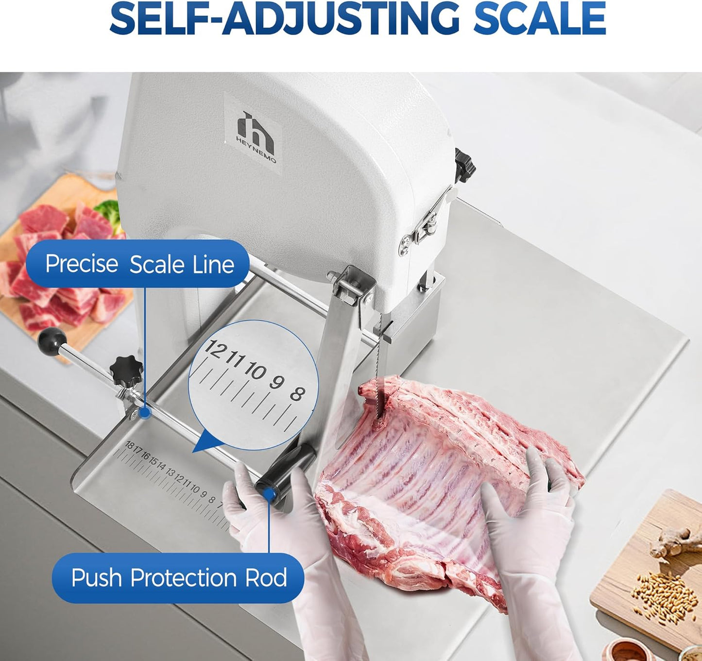 Sunvivi 1500W Electric Meat Bandsaw Bone Sawing Machine 0.16-7.9 Inch Cutting Thickness
