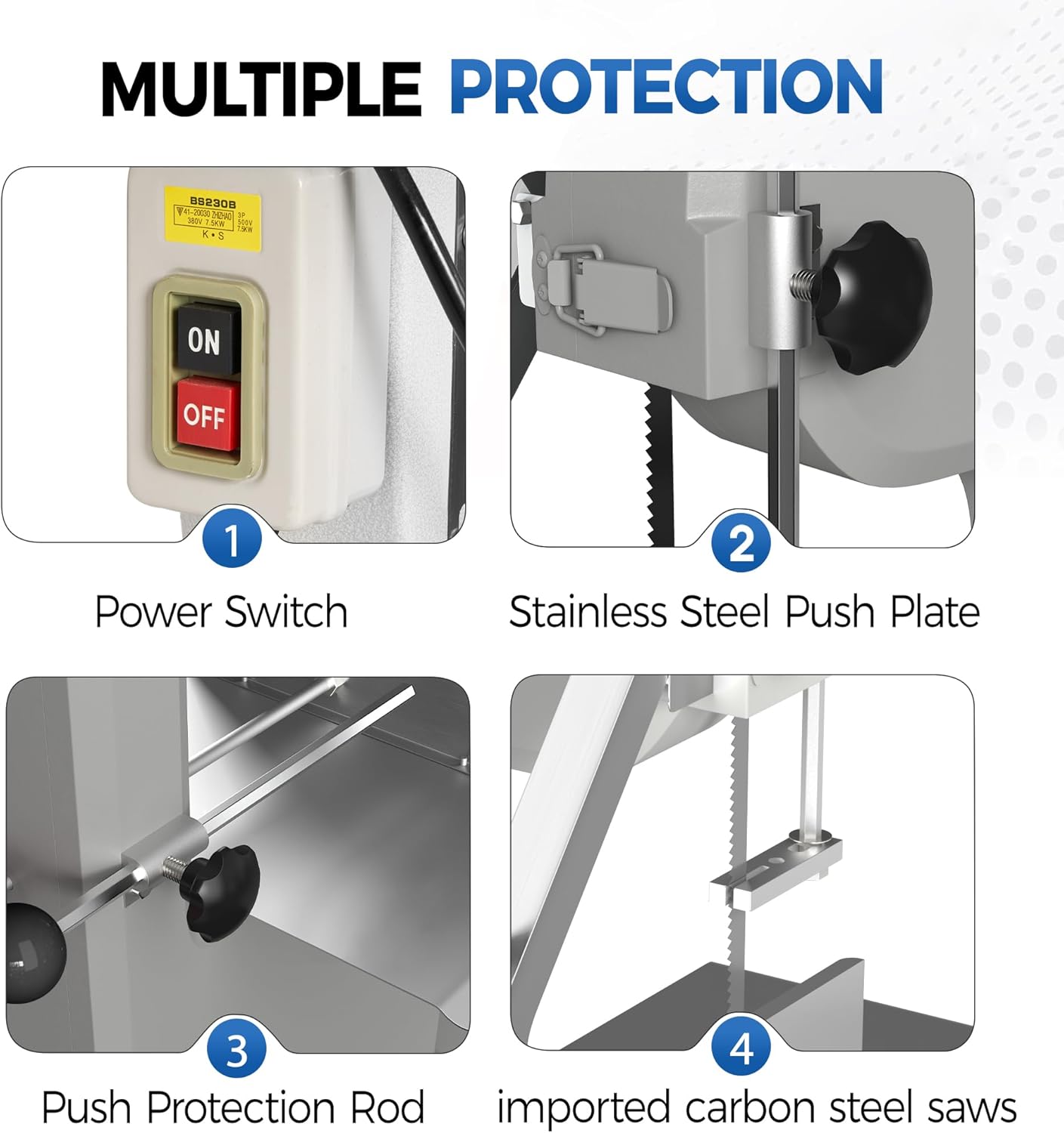 Sunvivi 1500W Electric Meat Bandsaw Bone Sawing Machine 0.16-7.9 Inch Cutting Thickness