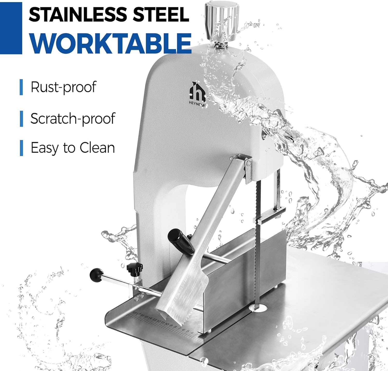 Sunvivi 1500W Electric Meat Bandsaw Bone Sawing Machine 0.16-7.9 Inch Cutting Thickness