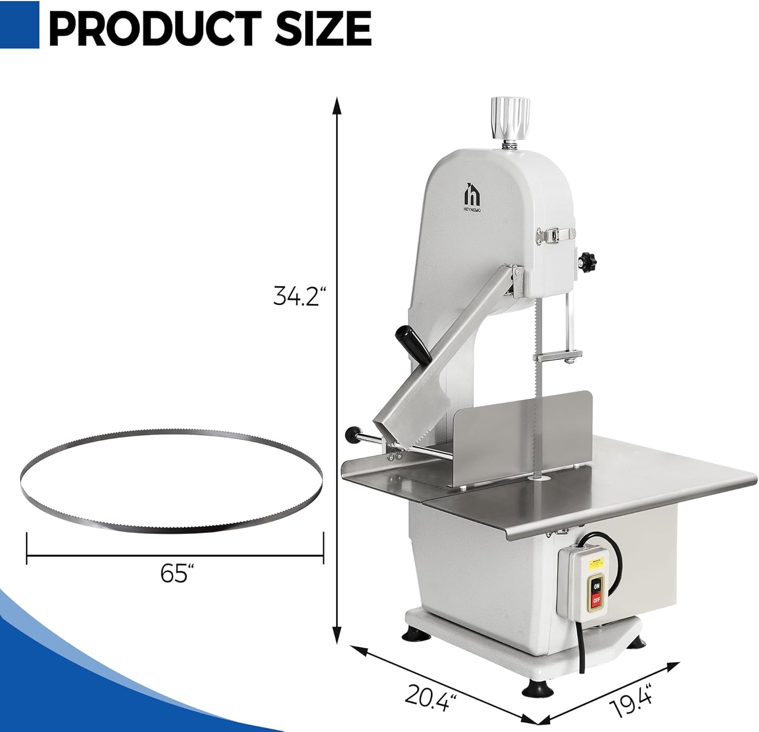 Sunvivi 1500W Electric Meat Bandsaw Bone Sawing Machine 0.16-7.9 Inch Cutting Thickness