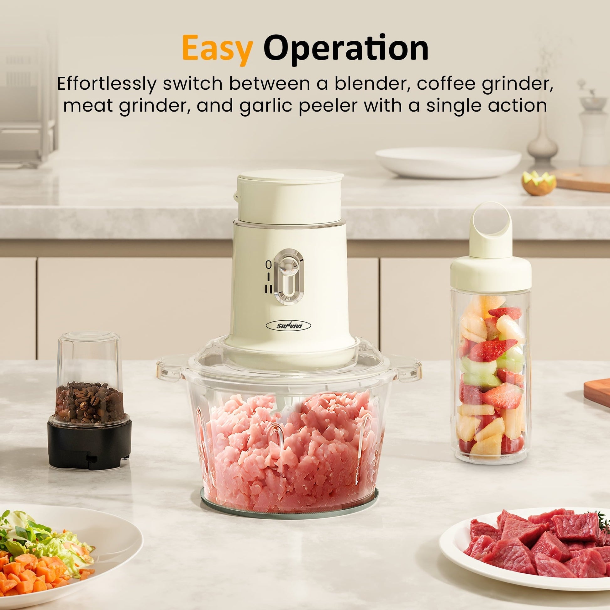 Sunvivi 250W Electric Food Chopper 4 in 1 Food Grinder