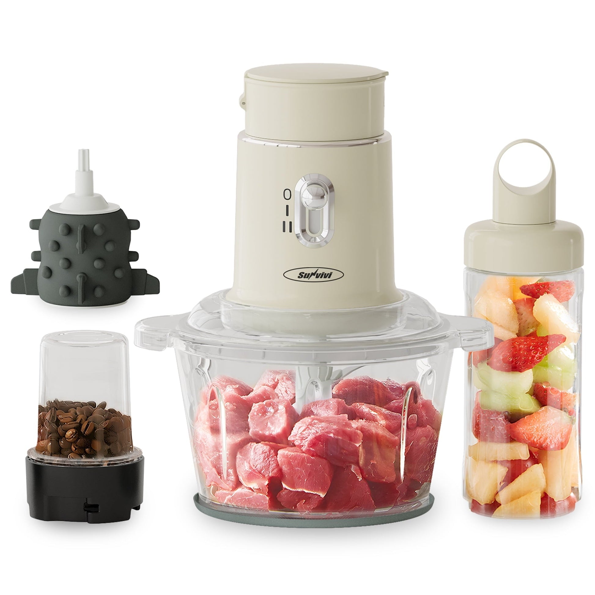 Sunvivi 250W Electric Food Chopper 4 in 1 Food Grinder - Beige