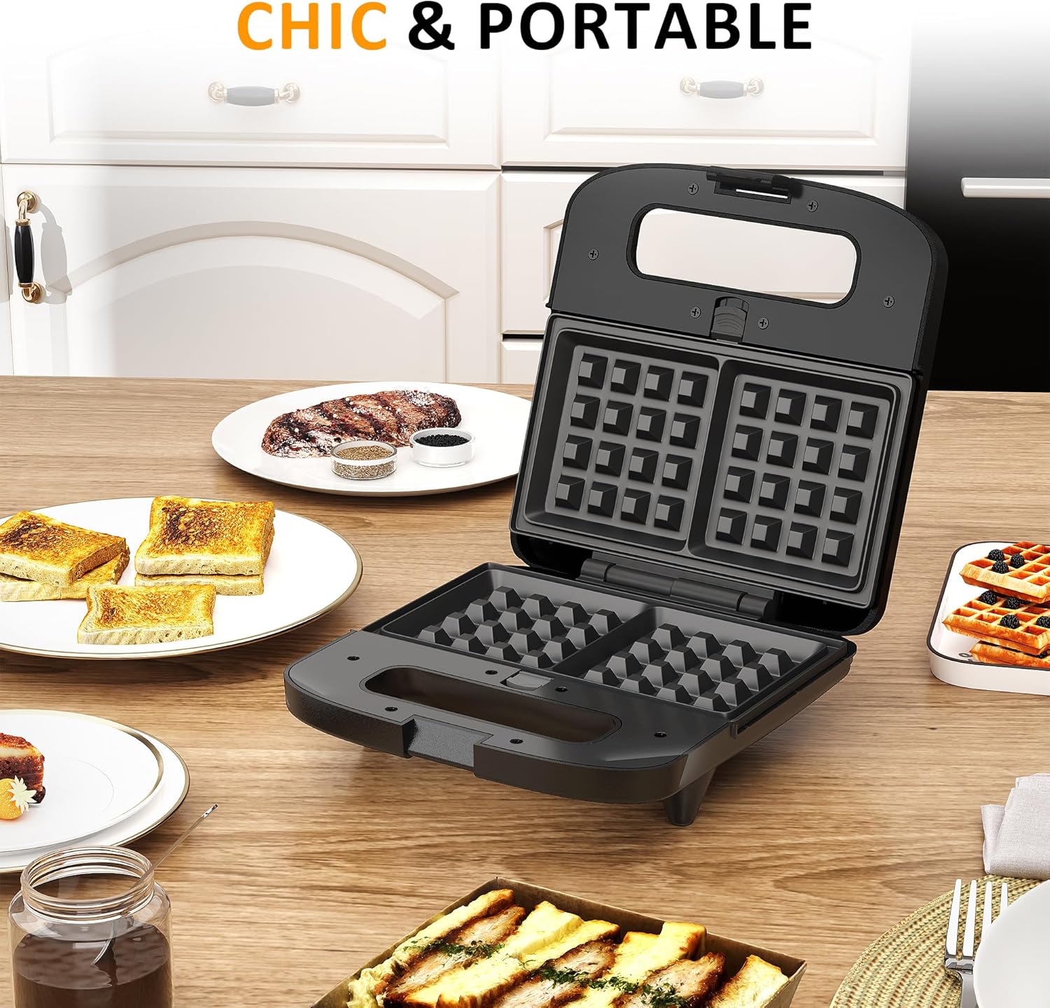 Sunvivi 3 in 1 Electric Sandwich Maker: Panini Press Grill and Waffle Iron Set