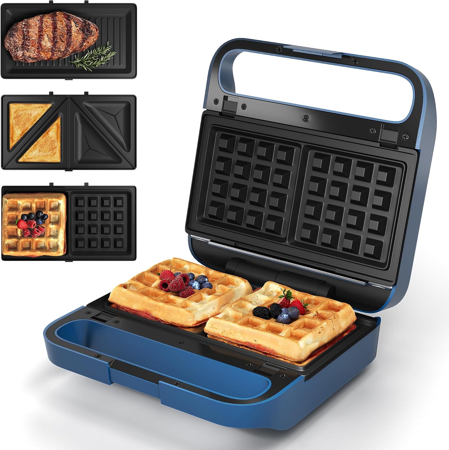 Sunvivi 3 in 1 Sandwich Maker 850W Panini Press Grill with Glass Top - Electric Waffle Makers