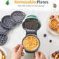 Sunvivi 4¡¯¡¯ Mini Waffle Maker: 6 in 1 Waffle Iron with 6PC Nonstick Removable Plates Set (Santa Claus Christmas Tree