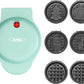 Sunvivi 4¡¯¡¯ Mini Waffle Maker: 6 in 1 Waffle Iron with 6PC Nonstick Removable Plates Set (Santa Claus Christmas Tree