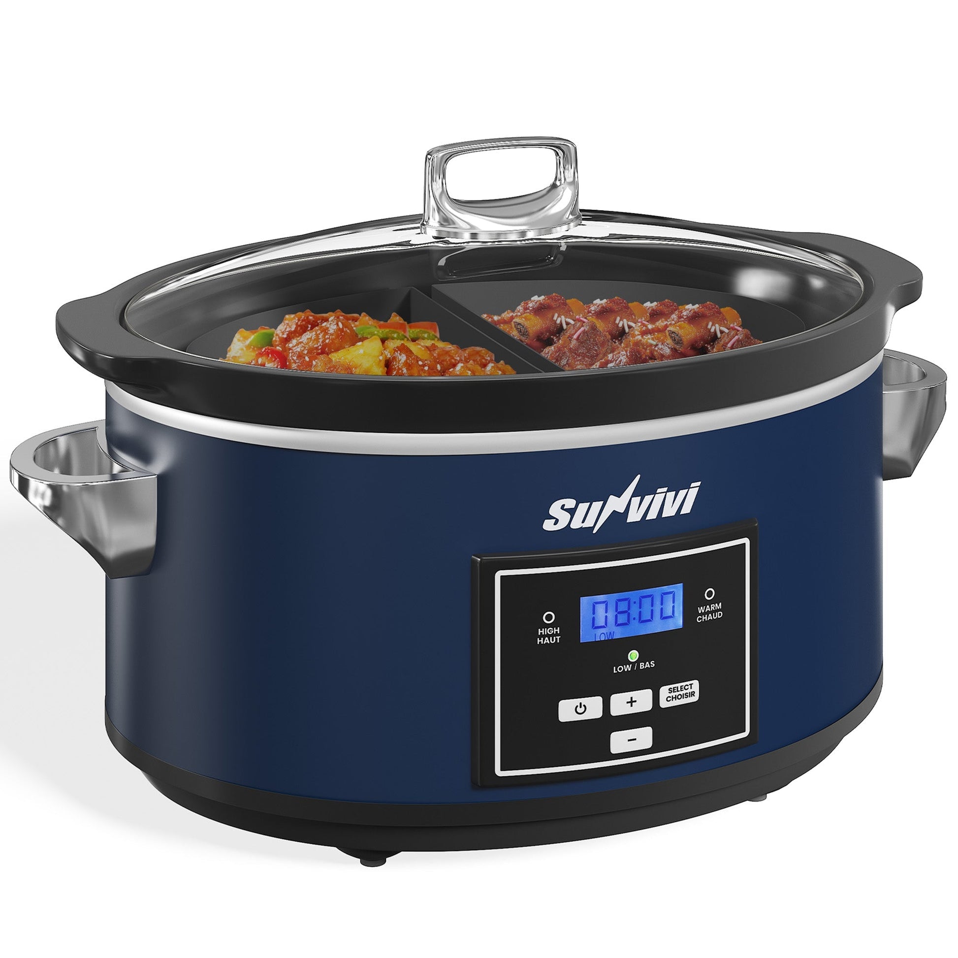 Sunvivi 6 Quart Programmable Slow Cooker with 2 in 1 Silicone Liners - Slow Cookers