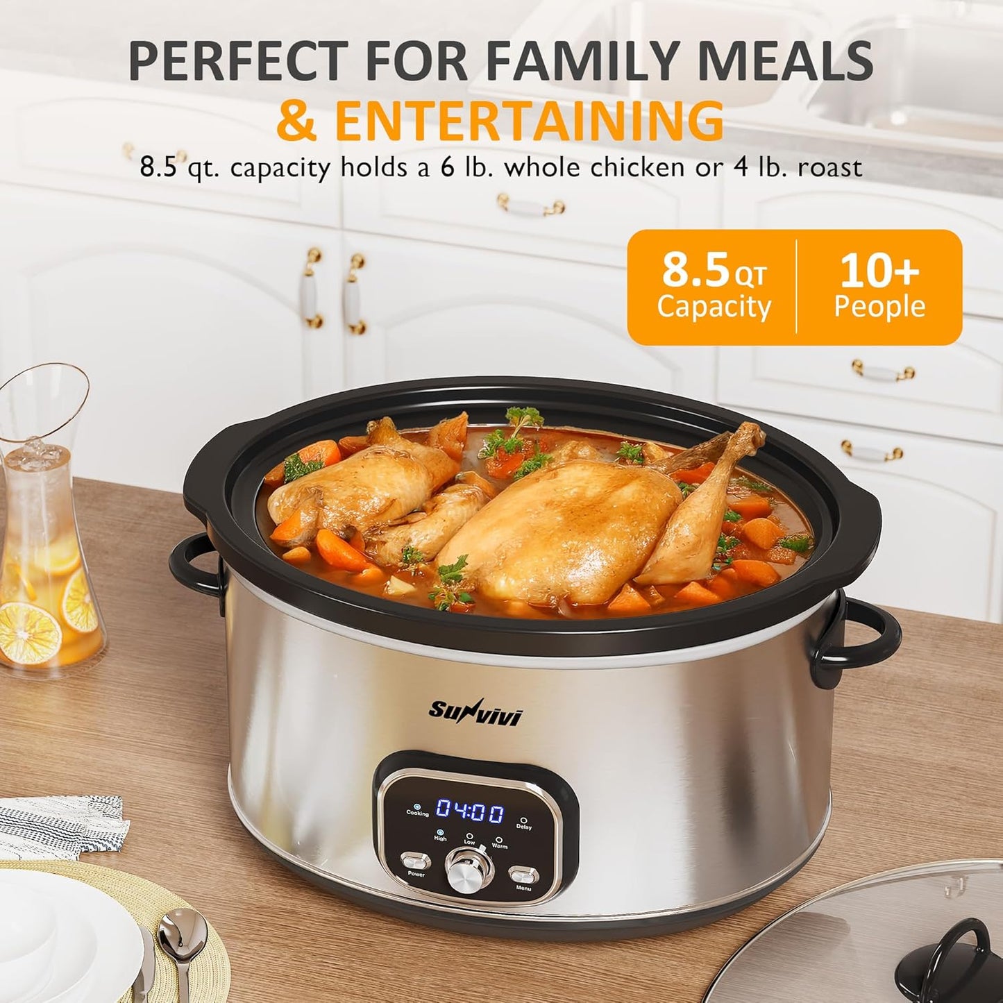 Sunvivi 8.5 Quart Programmable Slow Cooker
