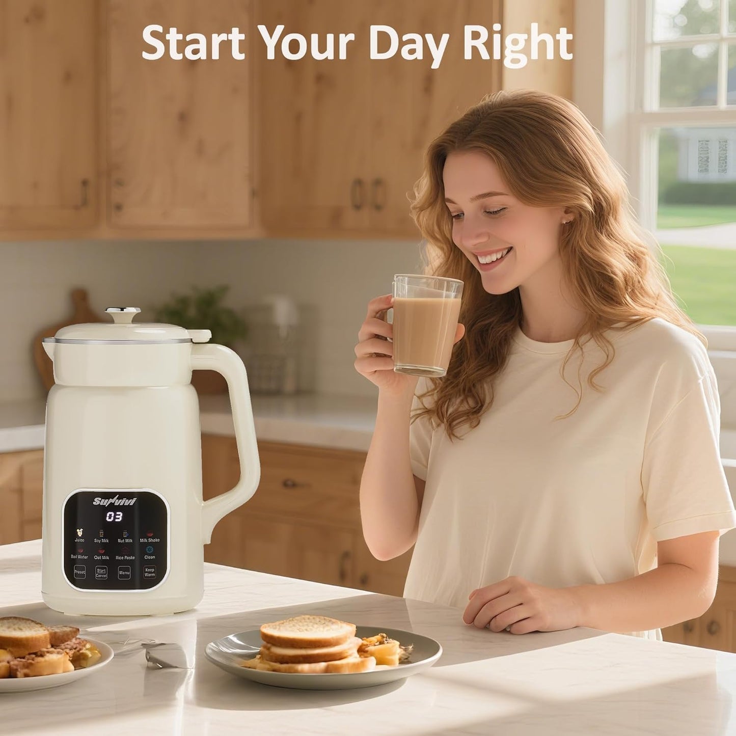 Sunvivi 8 in 1 Nut Milk Maker Machine: 60oz Soy Milk Maker