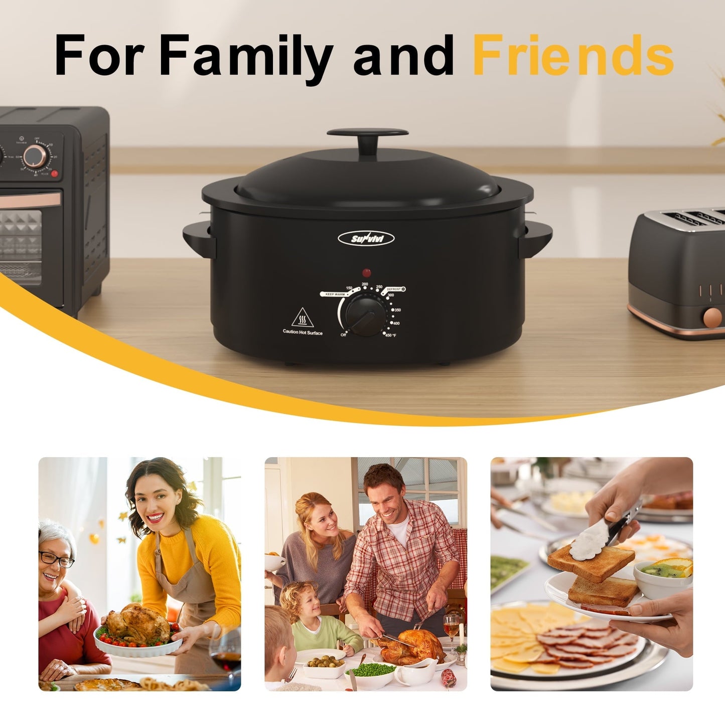 Sunvivi 8 QT Roaster Oven with Self-Basting Lid