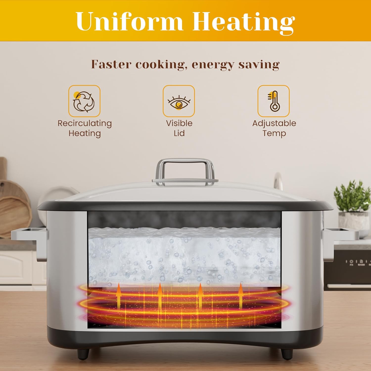 Sunvivi 8 Quart Slow Cooker Roaster Oven 12 in 1 Programmable Multi-Cooker Food Warmer