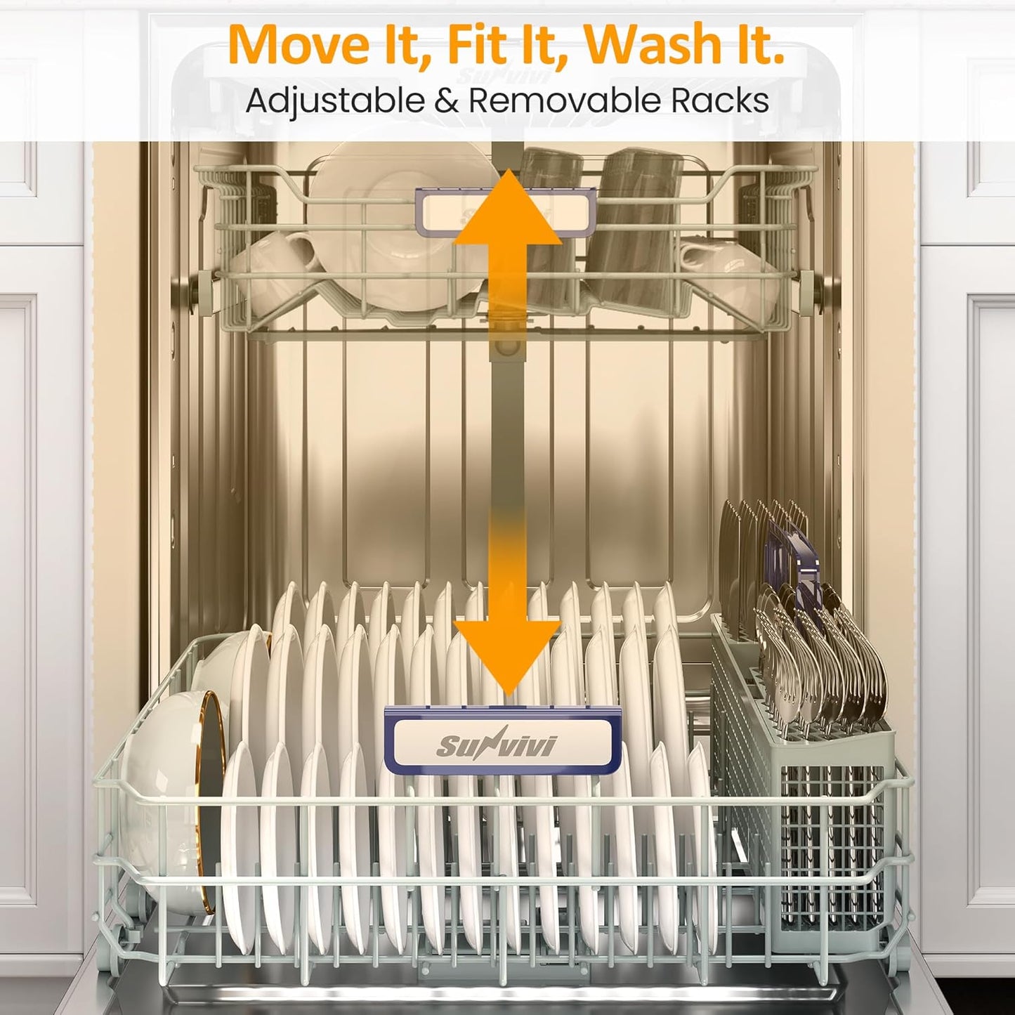 Sunvivi Built-in Dishwasher 14-16 Place Settings Large Capacity Dish Washer
