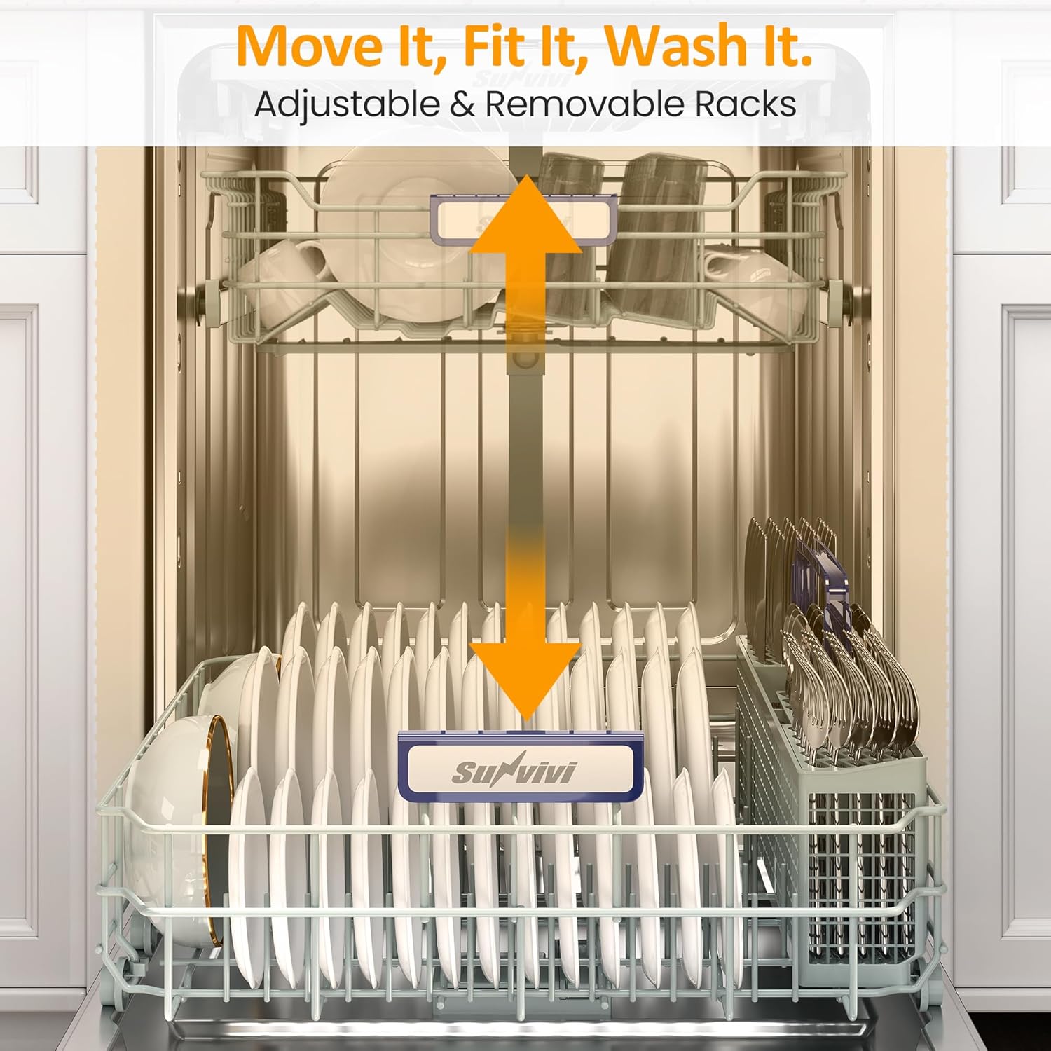 Sunvivi Built-in Dishwasher 14-16 Place Settings Large Capacity Dish Washer