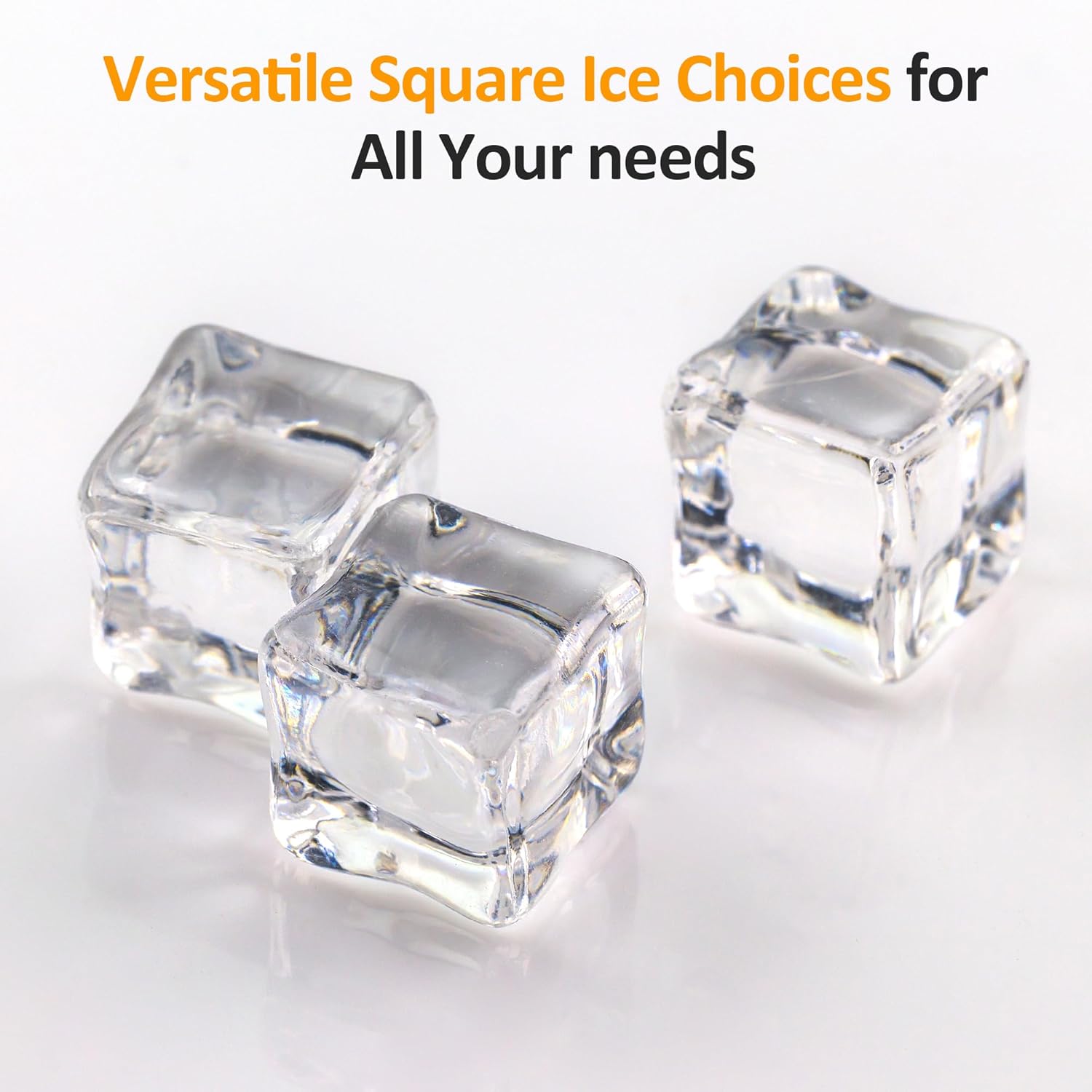 Sunvivi Clear Ice Maker Compact Countertop Ice Machine 1.6¡¯¡¯ Square Ice Cubes Fast 10-Min Ice Production