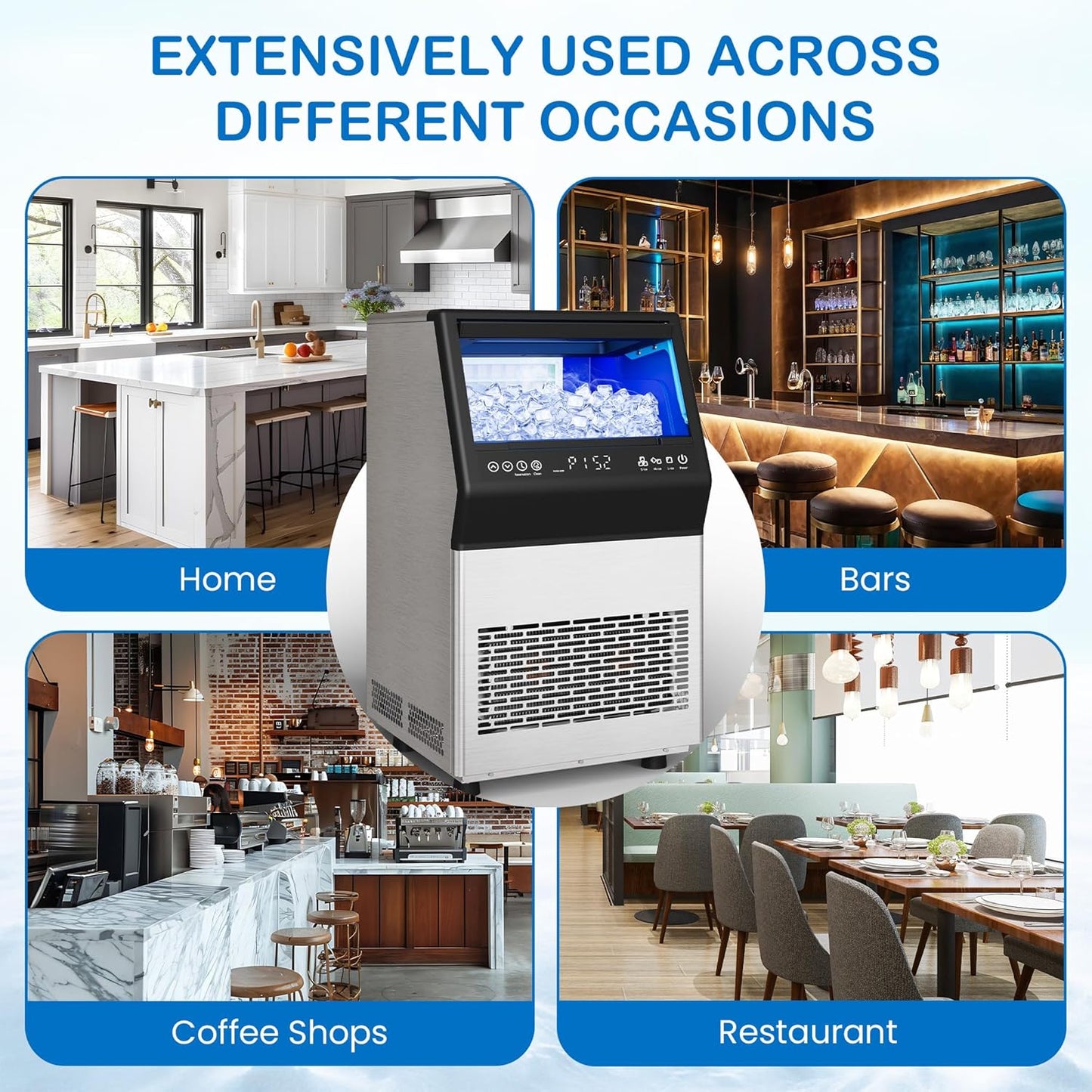 Sunvivi Commercial Cube Ice Maker ?¡ìC 88-110 lbs/24H 8-15 Min Fast Ice