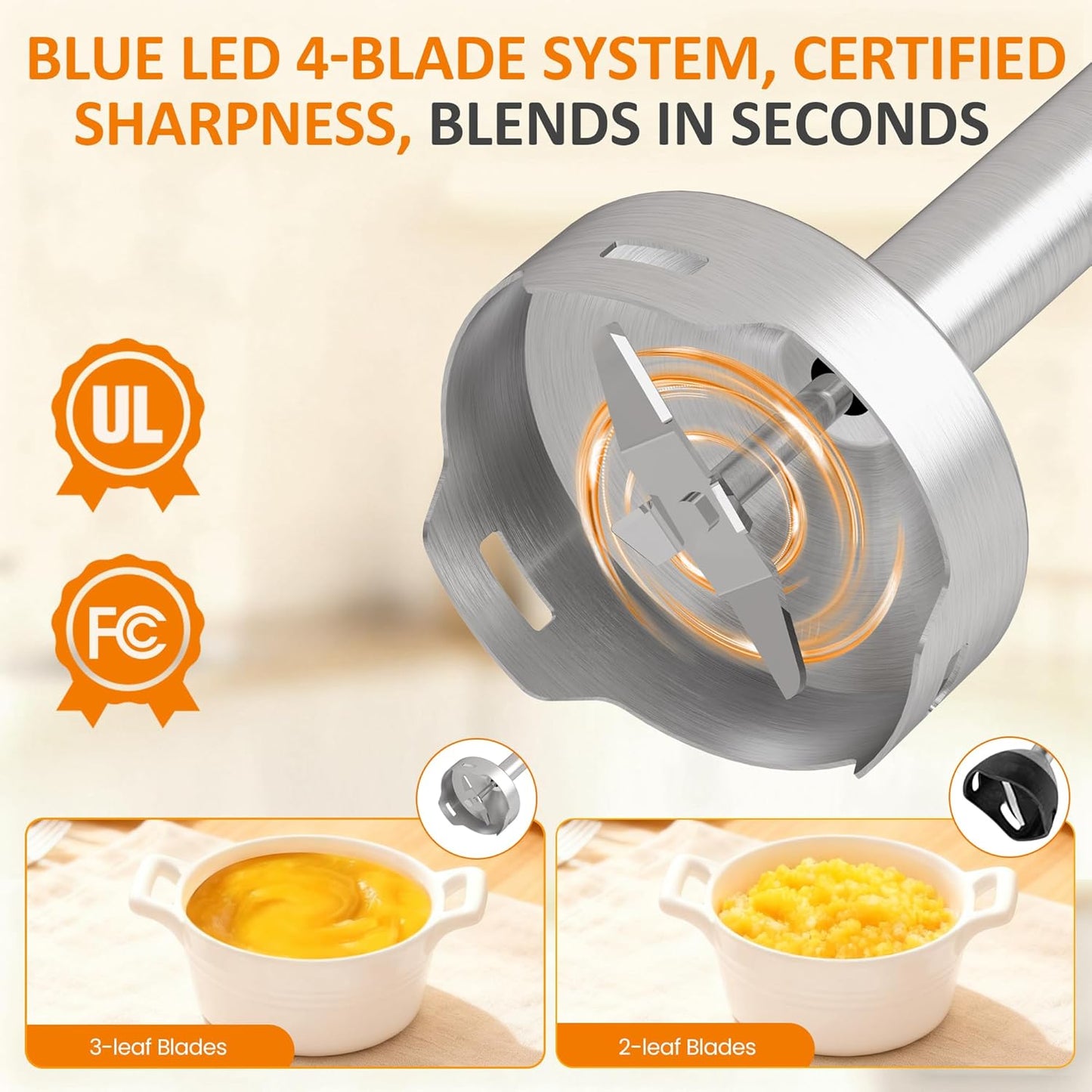 Sunvivi Cordless Hand Blender: 1000W 12-Speed Electric Stick Mixer with 10 Accessories 600ML Chopper Whisk Milk Frother