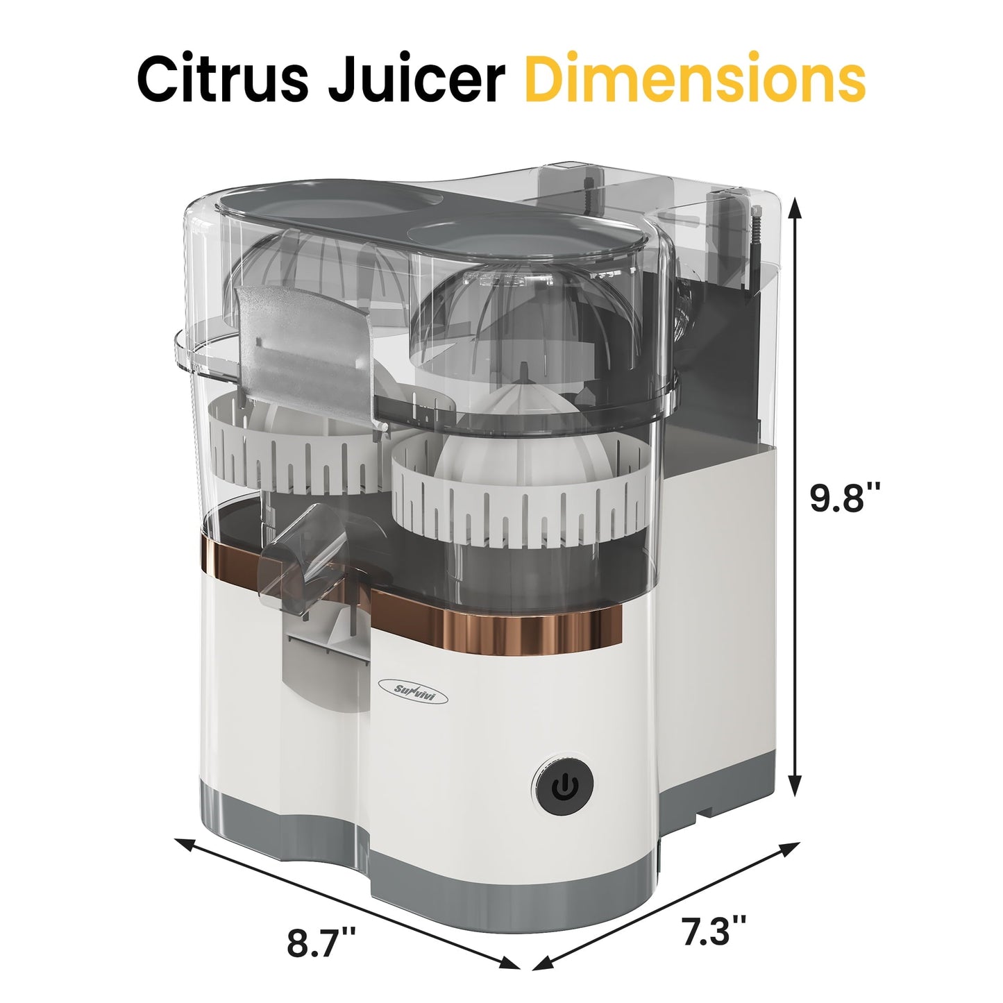Sunvivi Dual-Head Electric Citrus Juicer Plug-inModel Juicer Machine with Cleaning Brush Portable Lemon Squeezer