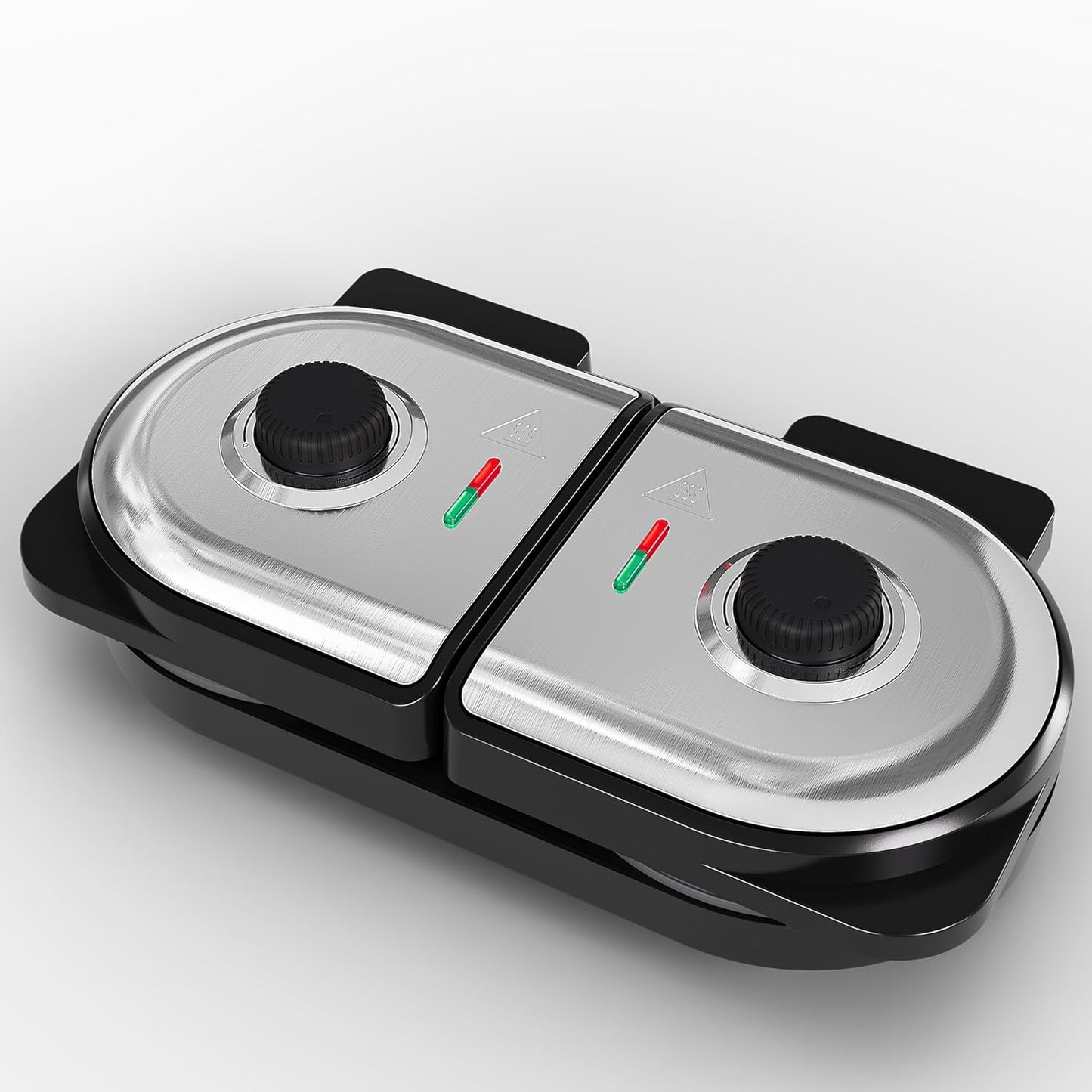 Sunvivi Dual Waffle Maker: Heart Waffle & Classic Waffle Iron with 2 Adjustable Temp Knobs