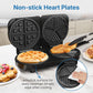 Sunvivi Dual Waffle Maker: Heart Waffle & Classic Waffle Iron with 2 Adjustable Temp Knobs