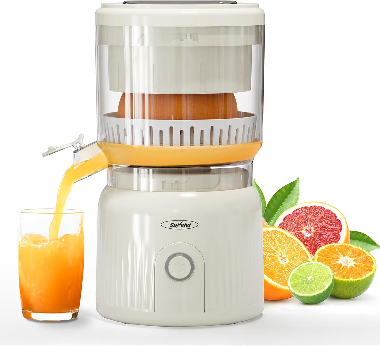 Sunvivi Electric Citrus Juicer 90W Automatic Juice Squeezer with High-Speed 15,000 RPM Ideal for Orange Lemon and Soft