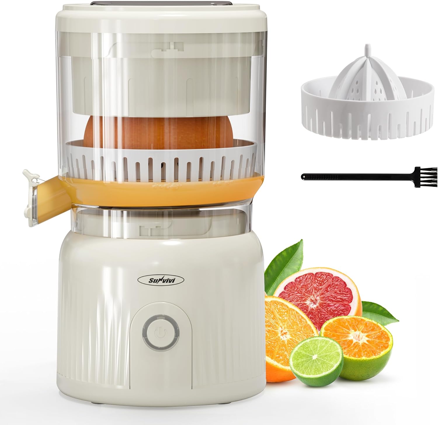 Sunvivi Electric Citrus Juicer 90W Automatic Juice Squeezer with High-Speed 15,000 RPM Ideal for Orange Lemon and Soft