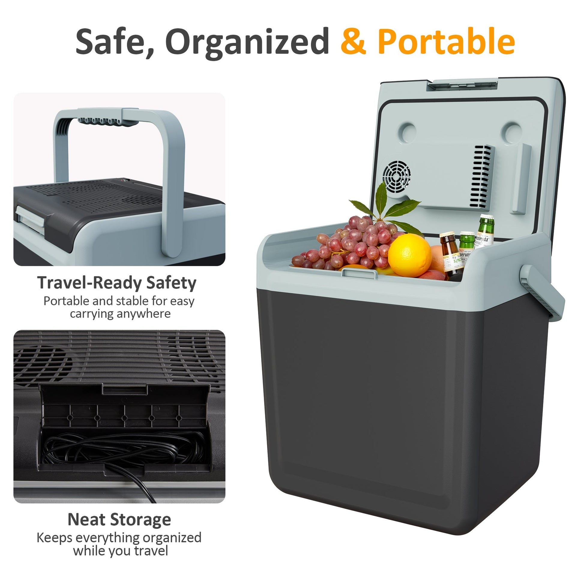 Sunvivi Electric Cooler & Warmer with Handle 25QT Portable Thermoelectric Car Refrigerator Dual Cooling & Heating 12V